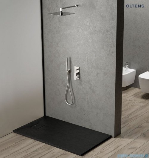 Oltens Bergytan brodzik prostokątny 140x80 cm RockSurface czarny mat 15106300