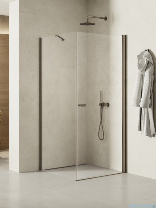 New Trendy New Soleo Gunmetal Brushed 90x120x195 cm kabina wspornik skośny grafit szczotkowany/szkło przejrzyste K-2142