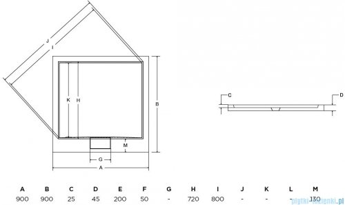Besco Axim ultraslim 90x90cm brodzik kwadratowy biały BAX-90-KW