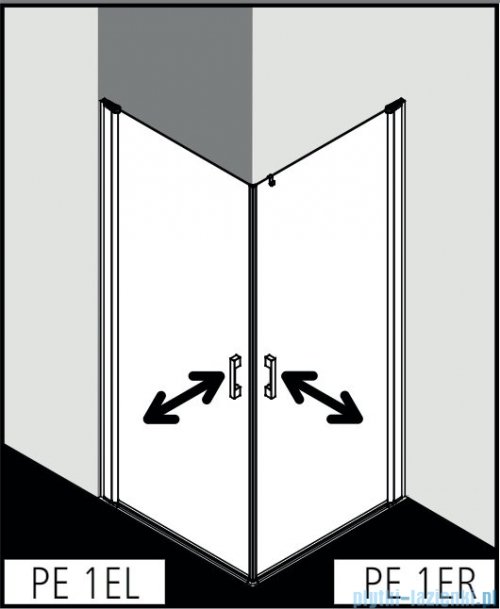 Kermi Pega wejście narożne, jedna połowa, lewa 80 cm, szkło przezroczyste PE1EL08020VPK