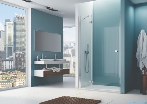 Ronal ANNEA AN13 Drzwi jednoczęściowe ze ścianką stałą w linii 100x200cm lewe srebrny połysk AN13G10005007