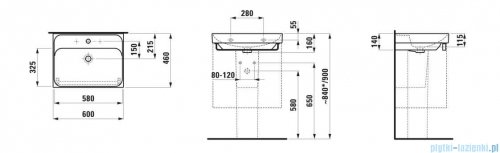 Laufen Meda umywalka ścienna 60x46cm czarny mat H8161137161041