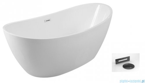 Besco Ayla wanna 170x80cm wolnostojąca z syfonem i przelewem GRAFITOWYM #WAS-170-AGR