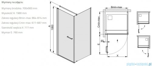 Sanplast Prestige III KNDJ/PRIII kabina prostokątna 70x90x198 cm czarny matowy 600-073-0070-59-401