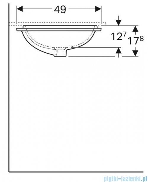 Geberit VariForm Umywalka prostokątna z przelewem 58x49cm KeraTect 500.764.00.2