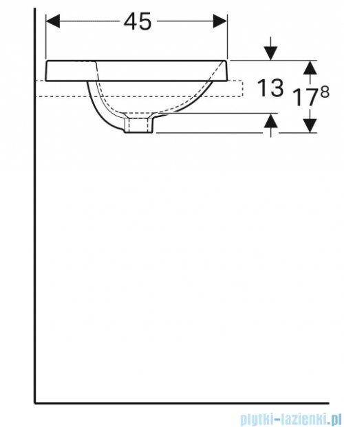 Geberit VariForm Umywalka owalna z półką z otworem na baterię 60x45cm KeraTect 500.732.00.2