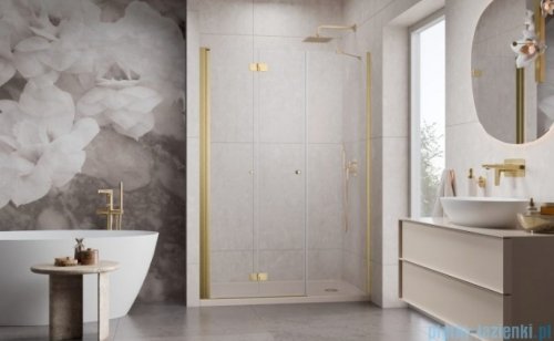 Radaway Nes Brushed Gold DWSB drzwi wnękowe 130cm W4 lewe złoto szczotkowane szkło przejrzyste 10044750-99-01L/10045550-01-01