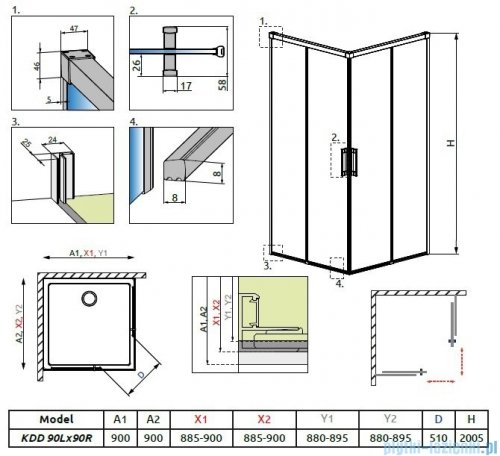 Radaway Idea Kdd kabina 90x90cm szkło przejrzyste + brodzik Doros C + syfon