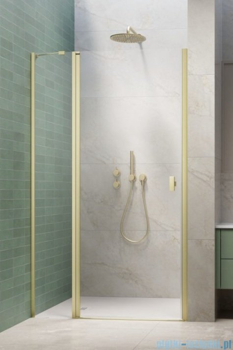Radaway Nes Brushed Light Gold Dwj II Drzwi wnękowe 90cm lewe szczotkowane jasne złoto szkło przejrzyste 10036090-98-01L