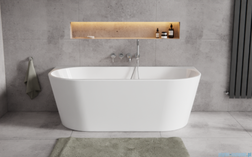 Besco Vica New wanna 160x80cm wolnostojąca przyścienna z odpływem klik-klak gun metal grafit #WAS-160VNGO