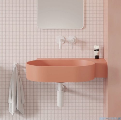  Omnires Ovo M+ umywalka nablatowa/wisząca prawa 66x44 cm coral mat OVO645UWPCO