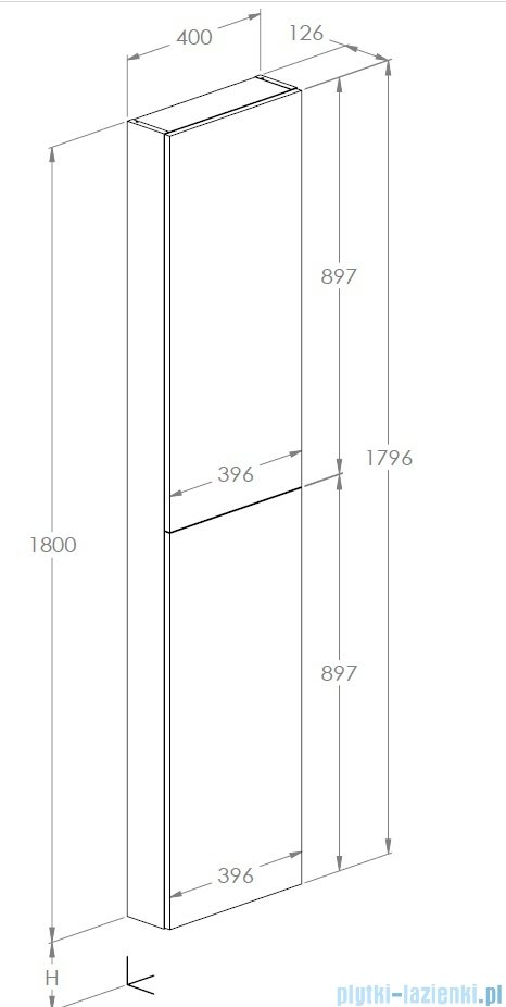 Roca Extra kolumna wysoka slim 180x40x12 SZARY ANTRACYT A857911153