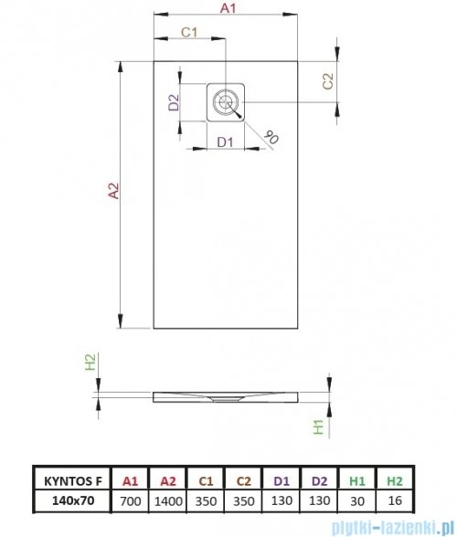Radaway Kyntos F brodzik 140x70cm antracyt HKF14070-64