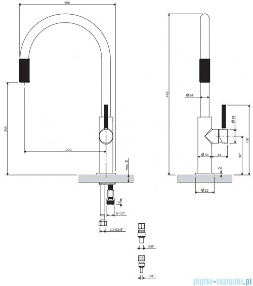 Omnires Switch bateria kuchenna do podłączenia zestawu filtrującego nikiel SW9057NI