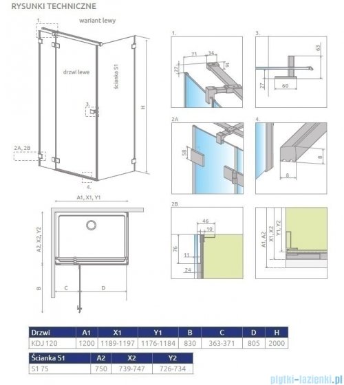 Radaway Essenza Pro White Kdj kabina 120x75cm lewa szkło przejrzyste 10097120-04-01L/10098075-01-01