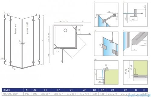 Radaway Essenza Pro Kdd kabina 90x90cm przejrzyste 10096090-01-01L/10096090-01-01R