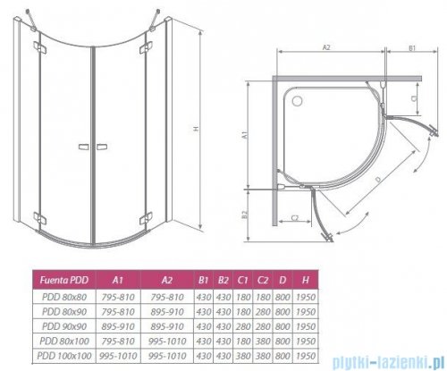 Radaway Kabina prysznicowa Fuenta PDD E 100x80 szkło brązowe 381006-08N