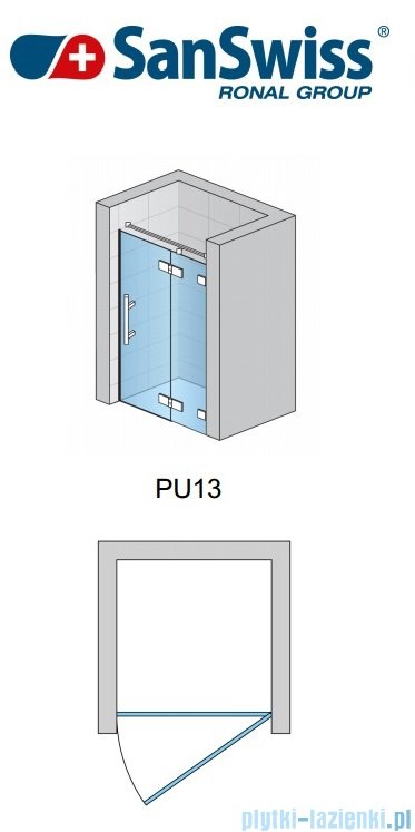 SanSwiss Pur PU13 Drzwi 1-częściowe wymiar specjalny profil chrom szkło przejrzyste Prawe PU13DSM21007