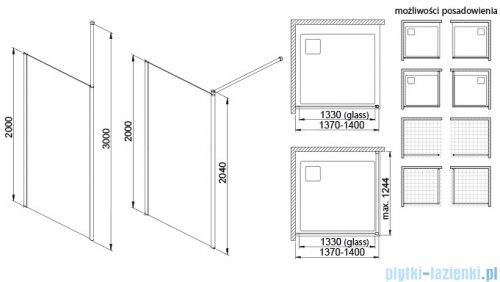 Sanplast Exa Line Pu/EXA LINE Kabina walk-in 140x200 cm czarny matowy 600-540-1580-59-401