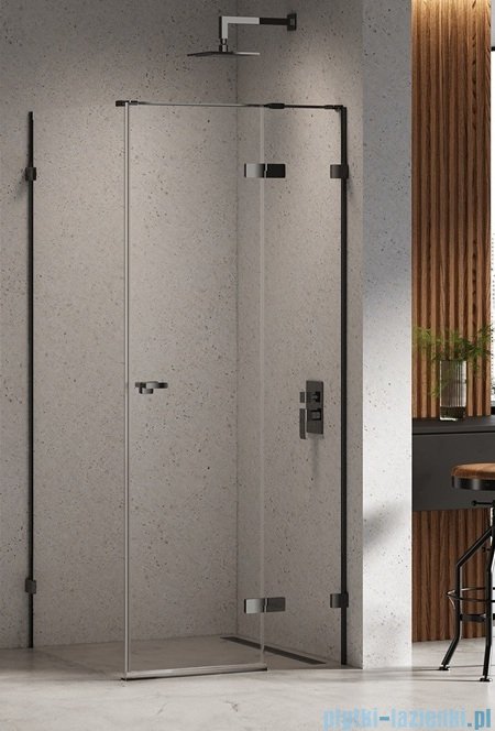 New Trendy Eventa Black Chrome kabina prysznicowa prostokątna 110x80x200 cm prawa przejrzyste czarny połysk EXK-6194