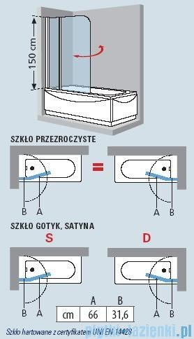 Novellini Parawan Aurora3 98x150cm profil srebrny szkło przezroczyste AURORAN3-1A