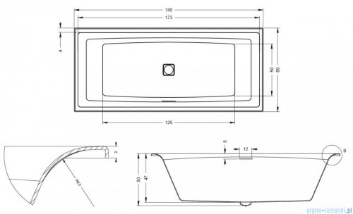 Riho Still Square wanna prostokąta 180x80cm z hydromasażem Air lewa B099007005