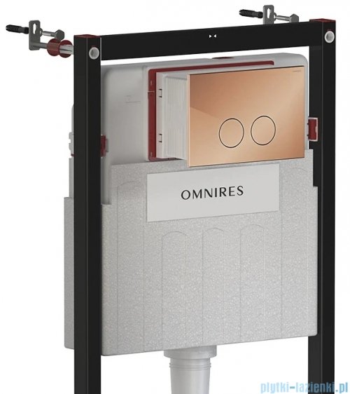 Omnires Flush Set Strongframe stelaż podtynkowy do WC z ECO spłukiwaniem przycisk spłukujący miedź połysk STFWCECO1M-RCP