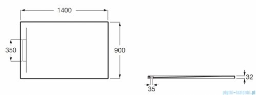 Roca Pyros 140x90cm brodzik prostokątny kompozyt Stonex czarny AP90157838403400
