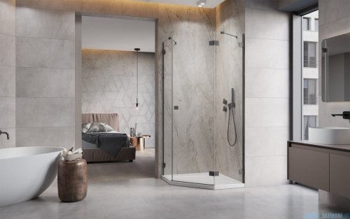Radaway Essenza Pro Brushed GunMetal Ptj kabina pięciokątna 80x90 prawa szczotkowany grafit 10100000-92-01R/10100400-01-01