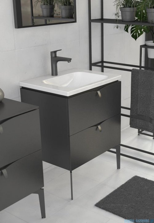 Oristo Siena szafka z umywalką 80x50x46 czarny mat OR45-SD2S-80-8/UME-CE-80-91