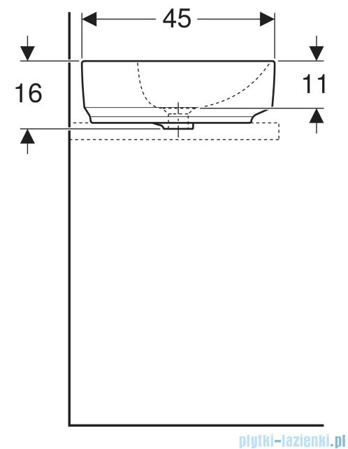 Geberit VariForm Umywalka owalna z półką, bez przelewu 60x45cm KeraTect 500.778.00.2