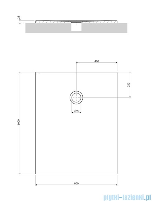 Omnires AQUAPURE M+ konglomeratowy brodzik prysznicowy antypoślizgowy 80x100 biały mat AQUAPURE80-100BM