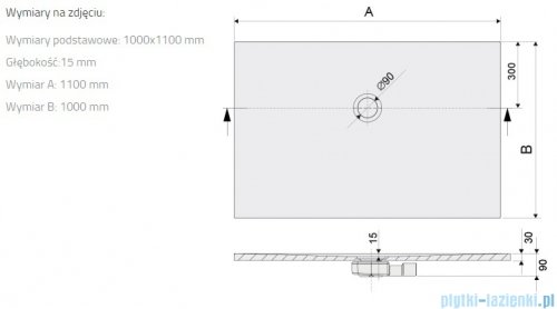 Sanplast Open Structure Mineral B-M/OPEN STR brodzik prostokątny 100x110x1,5 cm szary mleczny 645-440-0640-55-020