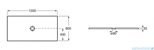 Roca Cratos brodzik prostokątny 120x80cm biały matowy A3740L6620