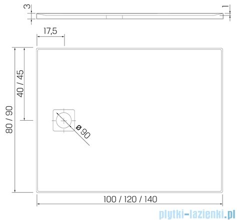 New Trendy Mori brodzik konglomeratowy prostokątny 140x90x3 cm czarny B-0408