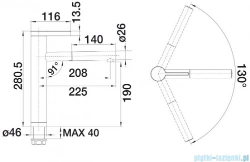 Blanco Linee-s bateria wysokociśnieniowa kolor: kawowy/chrom  518445