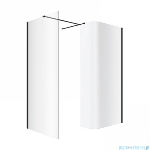 Excellent Vidoq walk-in kabina prysznicowa gięta, ścianka prosta 120cm, ścianka gięta 93cm czarny mat KAEX.1507.K.1200.0930.BL