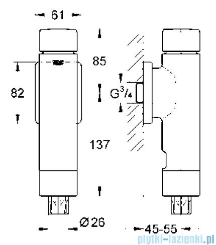 Grohe Rondo A.S. ciśnieniowy automat spłukujący tylko do instalacji zasilającej DN 20   3734900