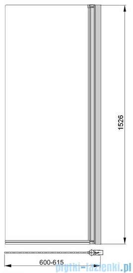 Poolspa Parawan nawannowy prosty Fiord 60x153 cm (lewy/prawy) PI4000093