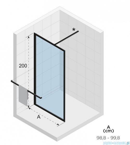 Riho Lucid GD400 kabina prysznicowa Walk In 100x200cm czarna G005026121