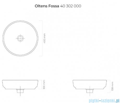 Oltens Fossa umywalka 40 cm nablatowa z powłoką SmartClean 40802000