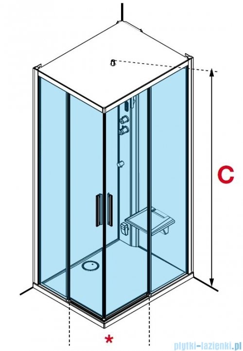 Novellini Glax 1 2.0 kabina z sauna parową 80x80 srebrna G21A80M5-1BB
