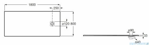 Roca Magma 180x80cm brodzik prostokątny kompozytowy STONEX CZARNY APE0170832003400