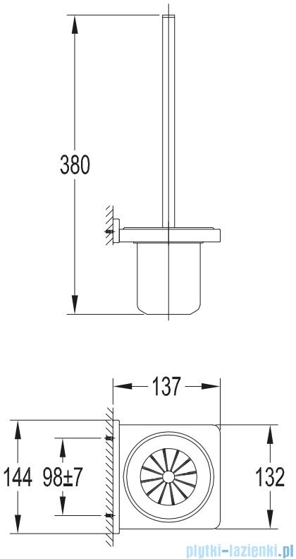 Omnires Darling szczotka do Wc wisząca czarny półmat DA70620BL