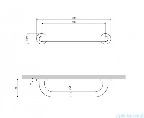 Omnires UNI uchwyt oporowy 35 cm mosiądz szczotkowany UOP-35-MBSB