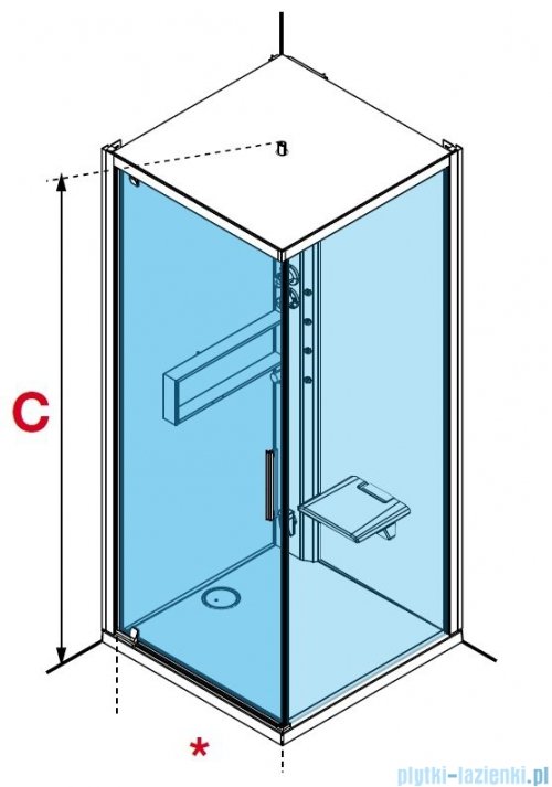 Novellini Glax 2 2.0 kabina z hydromasażem 90x90 lewa srebrna G22GF90SM1-1BB