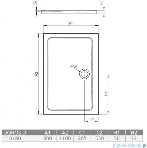 Radaway Doros D Stone brodzik 110x80 kaszmirowy SDRD1180-01-84S