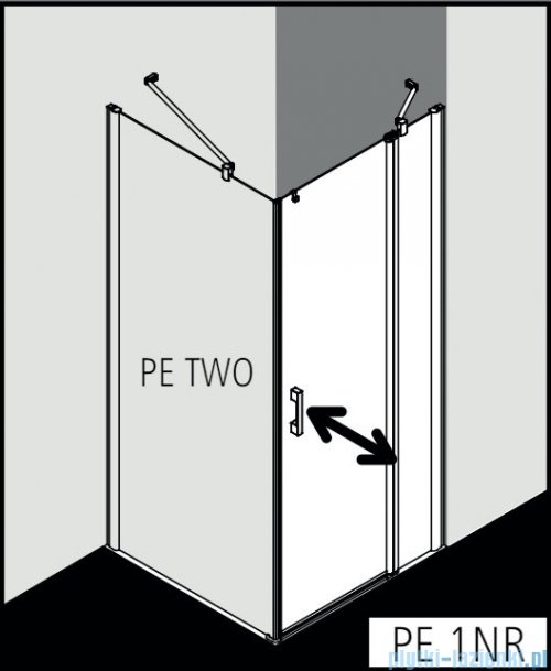 Kermi Pega drzwi wahadłowe 1-skrzydłowe z polem stałym 80 cm prawe przejrzyste PE1NR08020VPK
