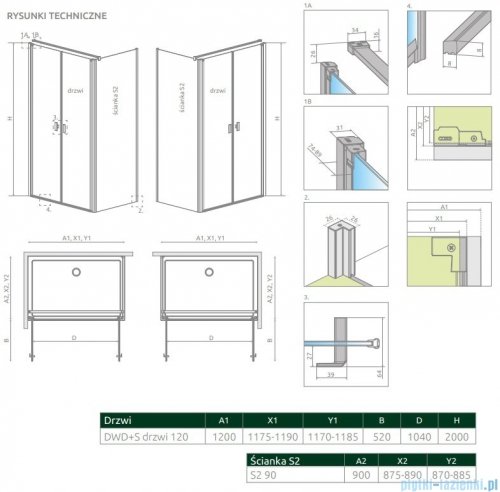 Radaway Nes DWD+S kabina 120x90cm szkło przejrzyste 10034120-01-01/10040090-01-01