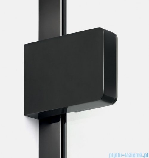 New Trendy Eventa Black Chrome drzwi wnękowe pojedyncze z dodatkową ścianką 130x200 cm przejrzyste prawe czarny połysk EXK-6140